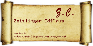 Zeitlinger Círus névjegykártya